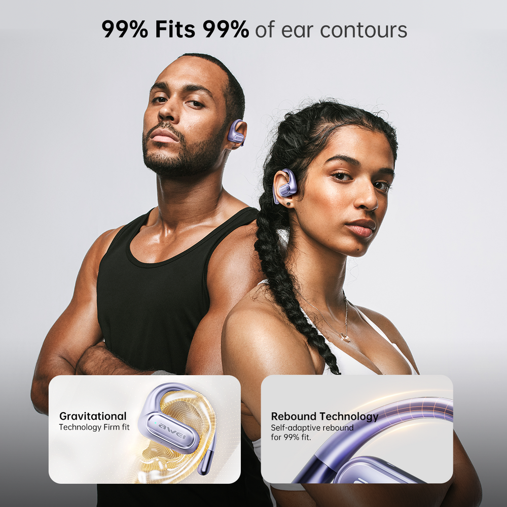 Fones de ouvido AWEI T93 (IA, OWS, condução de ar, esportivos)