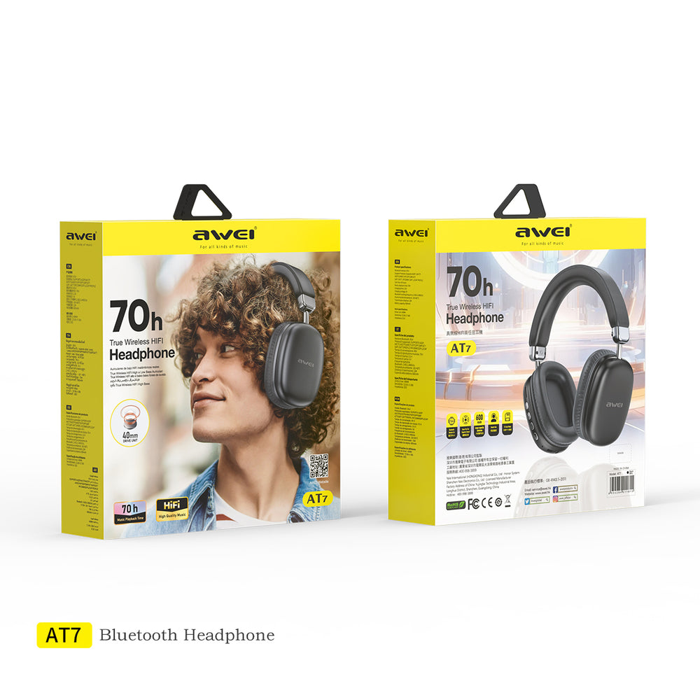 Fone de ouvido AWEI AT7 (longa duração de reprodução, conforto)