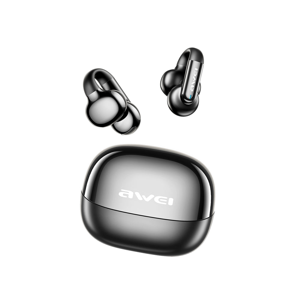 Fones de ouvido AWEI TZ30 (design OWS, clipe auricular, ENC com 2 microfones)