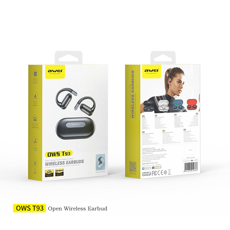 Fones de ouvido AWEI T95 (ganchos abertos, esportivos, ajuste estável)