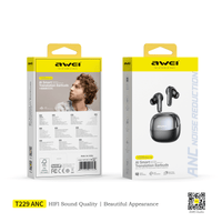 Fone de ouvido Bluetooth Awei T229 ANC com biblioteca de IA