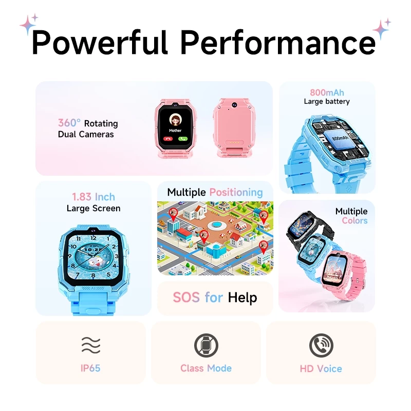 Smartwatch infantil Awei H66 (rastreador GPS, câmera dupla)