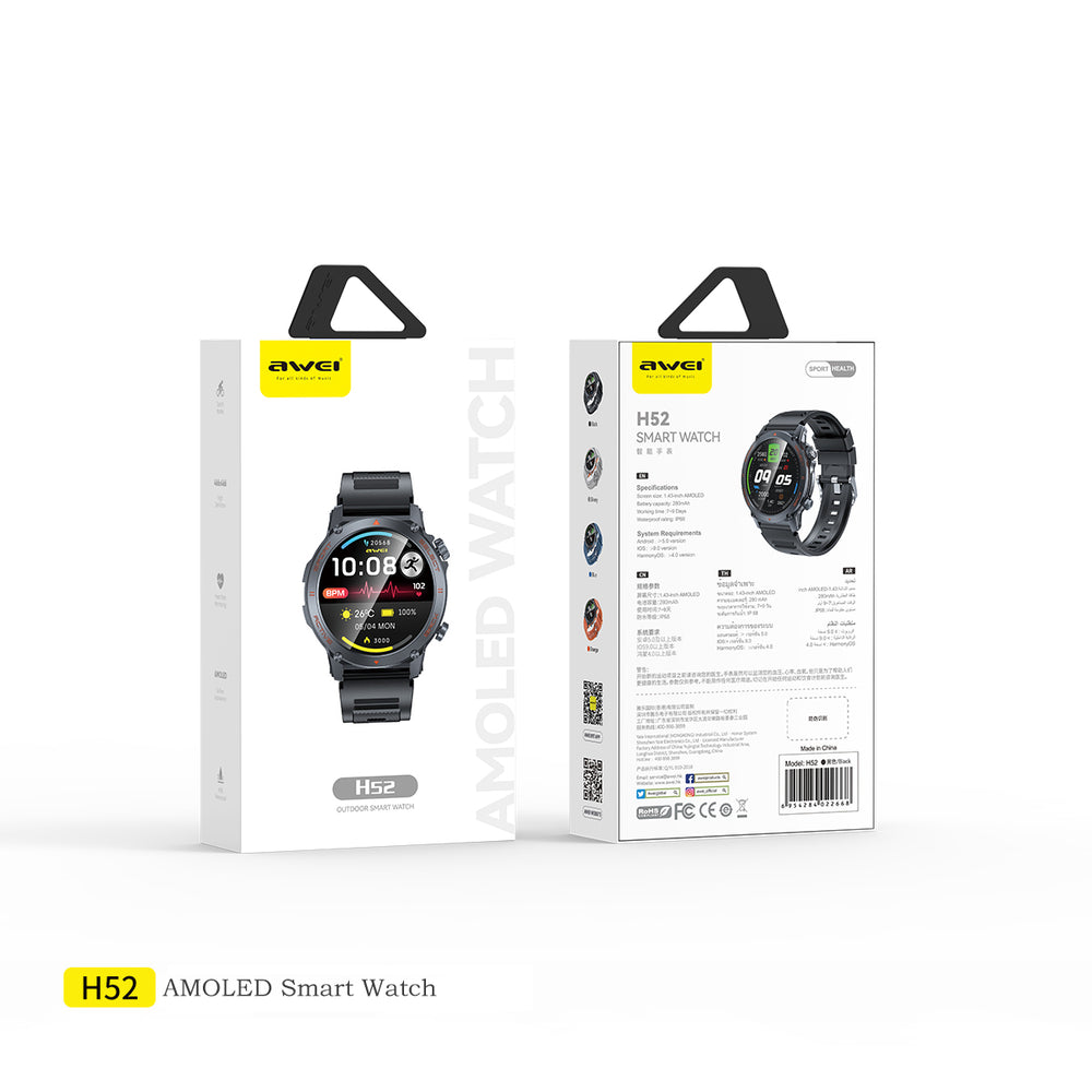 Smartwatch AWEI H52 (magnético, robusto, bateria de longa duração, esportes profissionais)