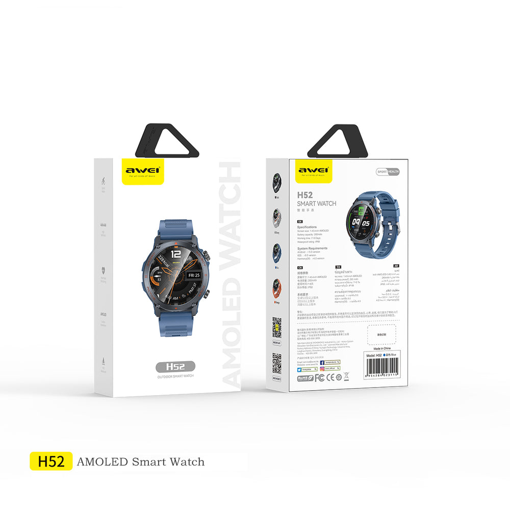 Smartwatch AWEI H52 (magnético, robusto, bateria de longa duração, esportes profissionais)