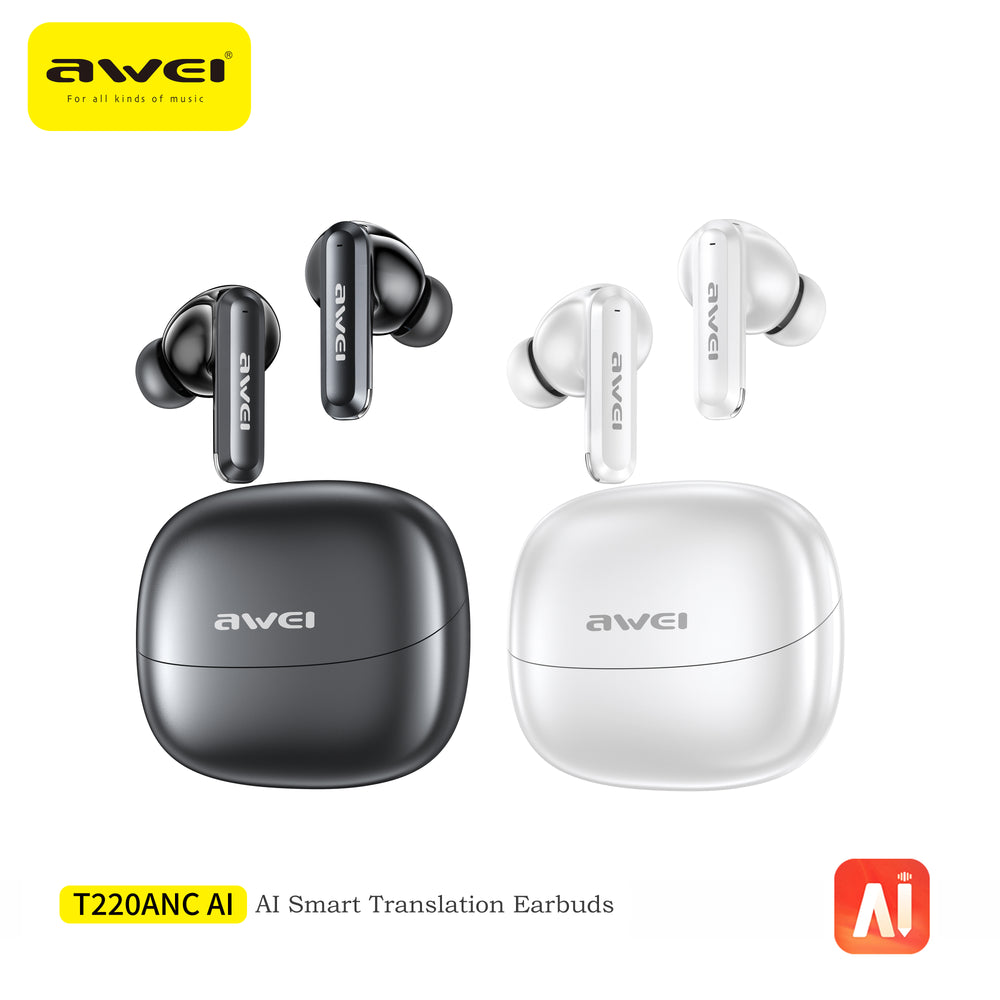 Fone de ouvido Awei T220 ANC (biblioteca de IA, cancelamento ativo de ruído, modo duplo)