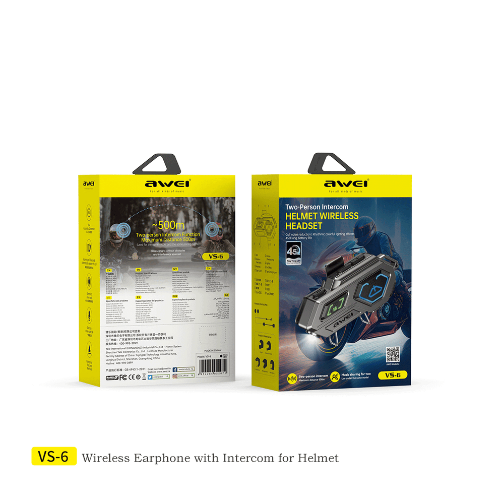 Fone de ouvido sem fio funcional Awei VS-6 para capacete