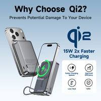 Power bank magnético Awei Qi2 de 35W e 10000mAh com MagX