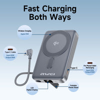 Power bank magnético Awei Qi2 de 35W e 10000mAh com MagX
